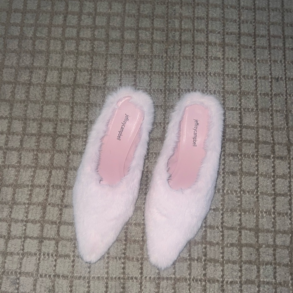 Jeffrey Campbell Pink Furry Pointed Mules